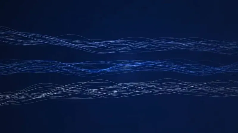 Tres haces de hilos de luz azules que se acercan y se alinean, imagen del Programa ICEBERG de LIDERYA